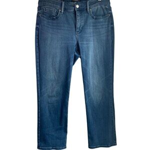 NYDJ 10 Marilyn Straight Denim Jeans Lift Tuck Technology Medium Wash Sure Stret